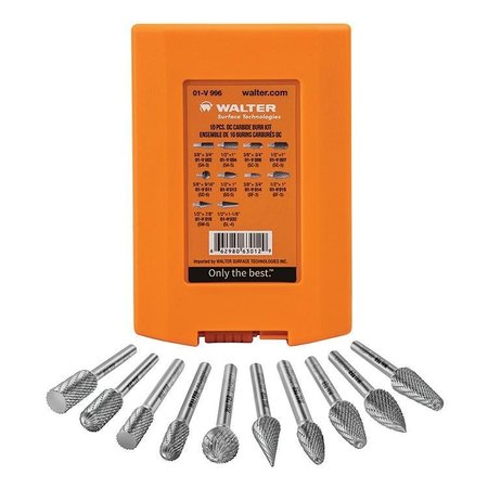 WALTER SURFACE TECHNOLOGIES Carbide Burr 10-Piece Kit Dc 01V996